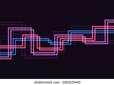 Abstract background with blurred magic neon light curved lines. Vector illustration