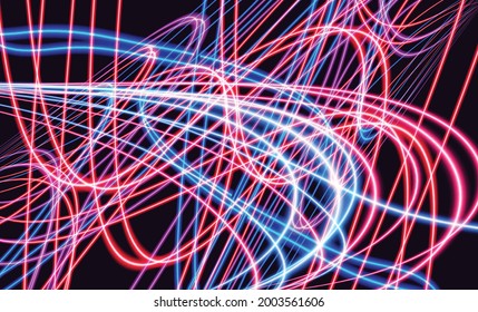 Abstract background with blurred magic neon light curved lines. Vector illustration