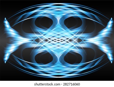 abstract background with blurred magic neon light rays. Vector illustration. dark blue Light background for computer graphic website internet and business. wave. curve.