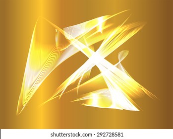 abstract background with blurred magic neon light rays. Vector illustration. dark gold Light background for computer graphic website internet and business. wave. curve.
