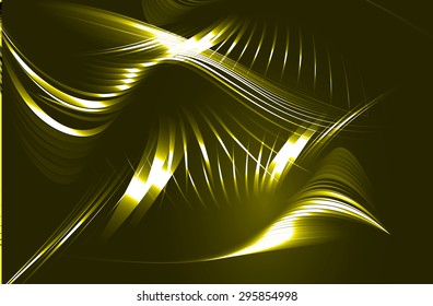abstract background with blurred magic neon light rays. Vector illustration. dark yellow Light background for computer graphic website internet and business. wave. curve.