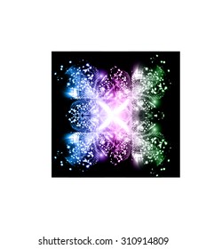 abstract background with blurred magic neon light rays. Vector illustration. dark blue purple green. Light background for computer graphic website internet and business. wave. curve.