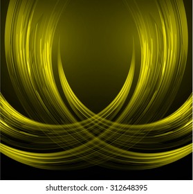 abstract background with blurred magic neon light rays. illustration. dark yellow Light background for computer graphic website internet and business. wave. curve. neon