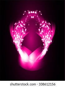 abstract background with blurred magic neon light rays. Vector illustration. dark pink Light background for computer graphic website internet and business. wave. curve. motion move blur zoom