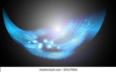 abstract background with blurred magic neon light rays. Vector illustration. dark black blue Light background for computer graphic website internet and business. wave. curve.