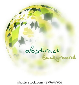 Abstract background with blurred semi sphere of triangles with space for text