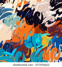 Abstract background blurred texture of shapes of colored lines and spots of paint.
