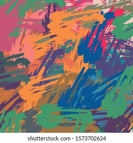 Abstract background blurred texture of shapes of colored lines and spots of paint.