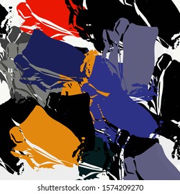 Abstract background blurred texture of shapes of colored lines and spots of paint.