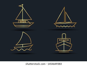 Abstract background of Boat sets, transportation, Gold color, vector illustrations
