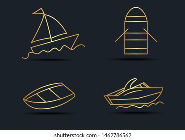 Abstract background of Boat sets,transportation,Gold color,vector illustrations