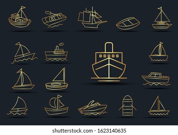 Abstract background of Boat sets,transportation,Gold color,vector illustrations