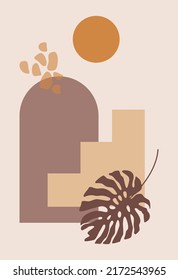 Abstract background. Boho style. Minimalism. Contemporary art. Various forms. For templates, presentations.