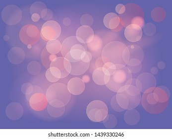 Abstract background with bokeh effect. Blurred defocused lights in light purple and pink colors. Magic lights with soft light background illustration