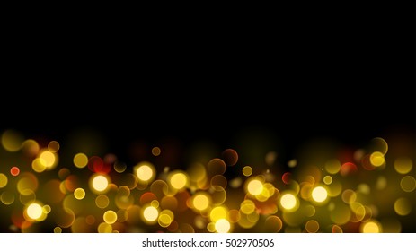 Abstract background with bokeh effect. Blurred defocused lights in gold colors