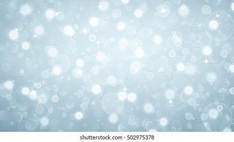 Abstract background with bokeh effect. Blurred defocused lights in light blue colors
