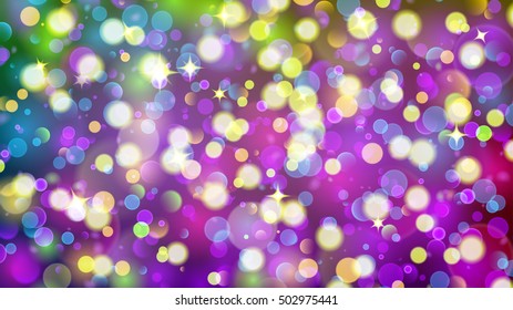 Abstract background with bokeh effect. Blurred defocused multicolored lights