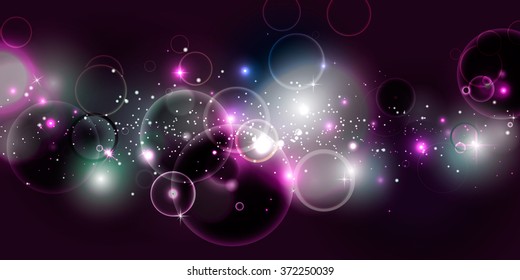 Abstract background with bokeh effect and stars. Graphic vector design illustration