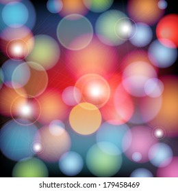 Abstract background with bokeh effect, vector composition, light flashes different colors, night composition for your design