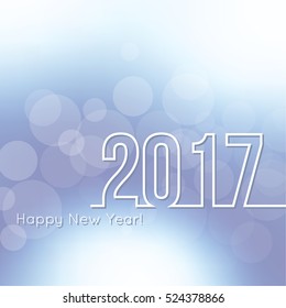 Abstract background with bokeh effect. Vector delicate backdrop. Happy New Year 2017. 