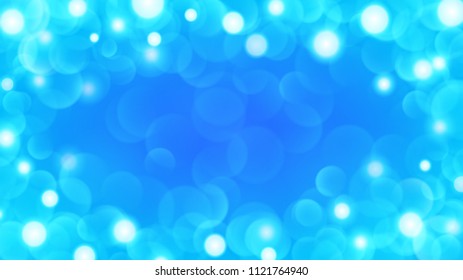 Abstract background with bokeh effects in light blue colors