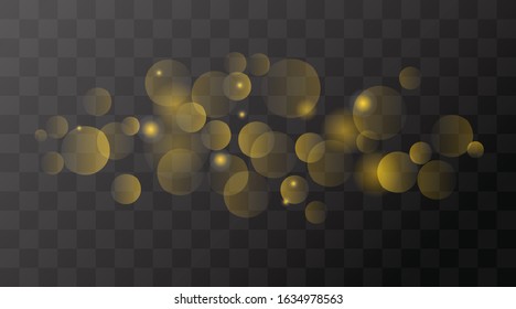 Abstract background with Bokeh light effect. Night bright texture golden or silver glitter. Festive vector sparkling luminous magical dust particles for Christmas concept. Vector illustration