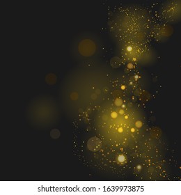 Abstract background with Bokeh light effect. Night bright texture golden or silver glitter. Festive vector sparkling luminous magical dust particles for Christmas concept. Vector illustration