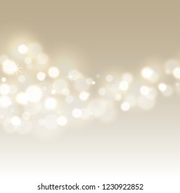 Abstract background with bokeh soft lights and snowflakes. Vector illustration.