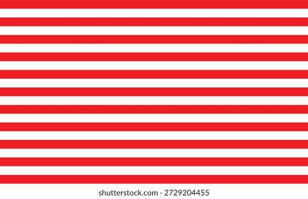 Fundo abstrato com listras horizontais negrito vermelho e branco formando um padrão de repetição limpo. Design listrado moderno ideal para plano de fundo, gráficos abstratos, uso de padrões e layouts.