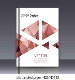Abstract background for booklet with colorful triangles. Banner and cover.