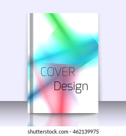 Abstract background for booklet with glowing colorful geometric shapes. Geometrical pattern for covers, banners, booklets and other design uses. For web or printed media.