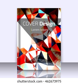 Abstract background for booklet with glowing colorful geometric shapes. Geometrical pattern for covers, banners, booklets and other design uses. For web or printed media.