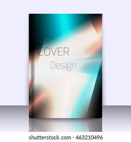 Abstract background for booklet with glowing colorful geometric shapes. Geometrical pattern for covers, banners, booklets and other design uses. For web or printed media.