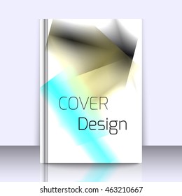 Abstract background for booklet with glowing colorful geometric shapes. Geometrical pattern for covers, banners, booklets and other design uses. For web or printed media.