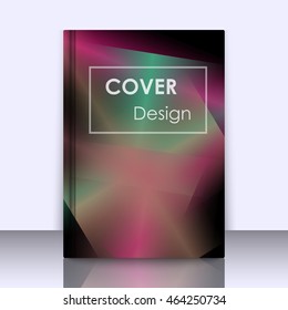 Abstract background for booklet with glowing colorful geometric shapes. Geometrical pattern for covers, banners, booklets and other design uses. For web or printed media.