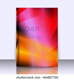 Abstract background for booklet with glowing colorful geometric shapes. Geometrical pattern for covers, banners, booklets and other design uses. For web or printed media.