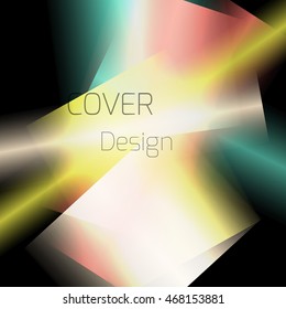 Abstract background for booklet with glowing colorful geometric shapes. Geometrical pattern for covers, banners, booklets and other design uses. For web or printed media.