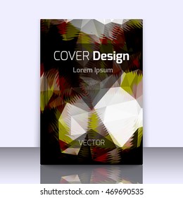 Abstract background for booklet with glowing colorful geometric shapes. Geometrical pattern for covers, banners, booklets and other design uses. For web or printed media.