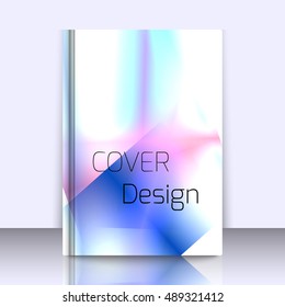 Abstract background for booklet with glowing colorful geometric shapes. Geometrical pattern for covers, banners, booklets and other design uses. For web or printed media.