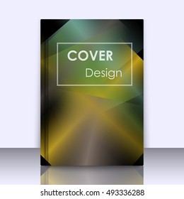 Abstract background for booklet with glowing colorful geometric shapes. Geometrical pattern for covers, banners, booklets and other design uses. For web or printed media.