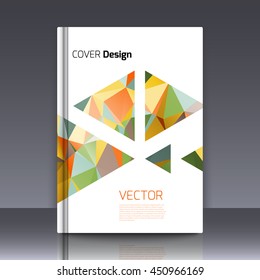 Abstract background for booklet. Abstract Background with triangles. Colorful triangles. Abstract triangles. Abstract geometry. Abstract background for covers and banners. Banner and cover for booklet
