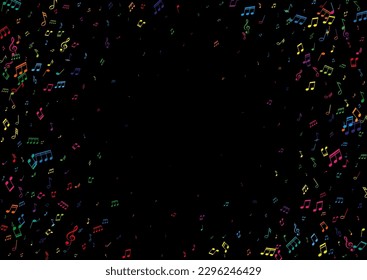 Antecedentes abstractos con un borde de notas musicales coloridas