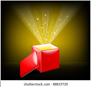 Abstract background with a box for gifts and fireworks