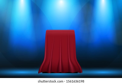 abstract background of box with red cloth fabric, surprise master piece concept