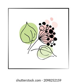 Abstract background with a branch of rowan. Suitable for prints, postcards. Vector graphics. 