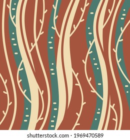abstract background with branches. Lines blue-green, brown, beige