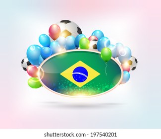 Abstract Background and Brazil Flag Vector Design