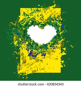 abstract background, Brazilian flag colors, summer colors, heart