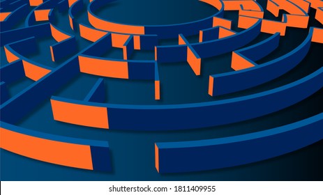 Abstract background with bright 3D maze for desktop screensaver, poster or banner. Vector
