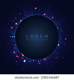 Abstract background with bright blue light effects on a dark background. Glowing lines and particles create an elegant and futuristic design, perfect for premium projects